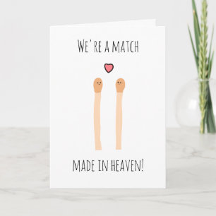 Match made in heaven cute valentine's day pun card
