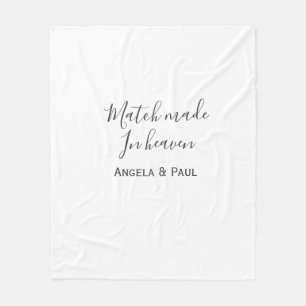 Match made in heaven name couple wedding simple fleece blanket