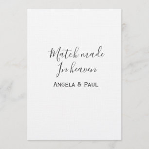 Match made in heaven name couple wedding simple  invitation