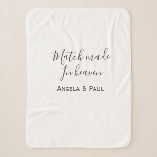 Match made in heaven name couple wedding simple sherpa blanket