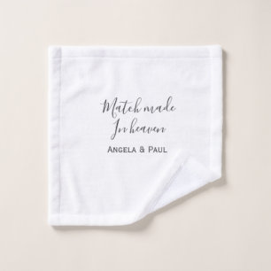 Match made in heaven name couple wedding simple  wash cloth
