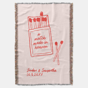 Match Made in Heaven Red & Pink Wedding Date Throw Blanket