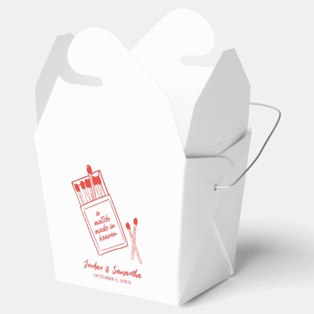 Match Made in Heaven Retro Red Wedding Shower Favour Box (Opened)