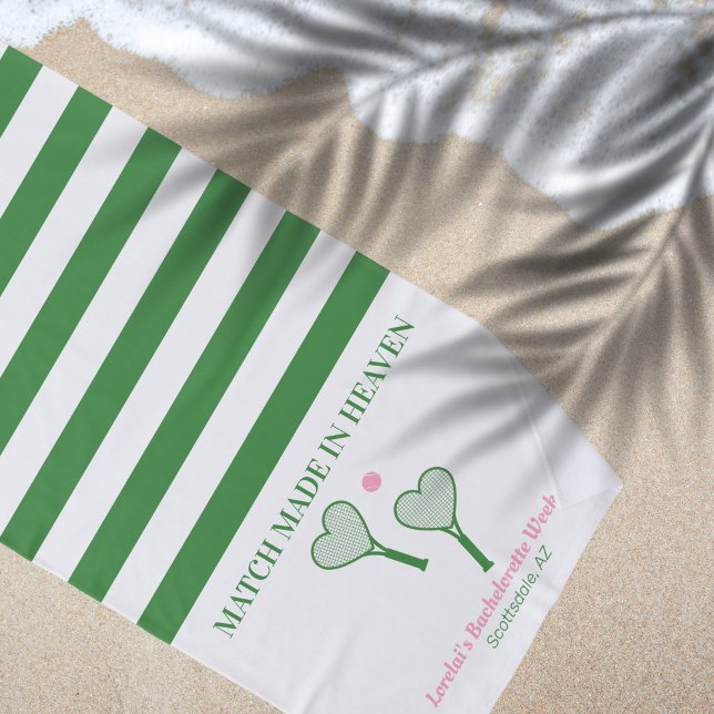 Match Made in Heaven Tennis Bachelorette Favours Beach Towel (Creator Uploaded)