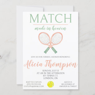 Match Made in Heaven, Tennis Bridal Shower Invitation