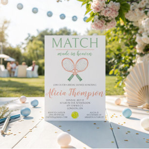Match Made in Heaven, Tennis Bridal Shower Invitation