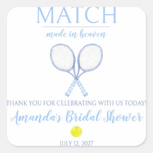 Match Made in Heaven, Tennis Bridal Shower Square Sticker