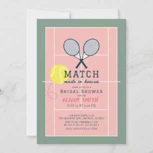 Match Made in Heaven Tennis Court Bridal Shower Invitation