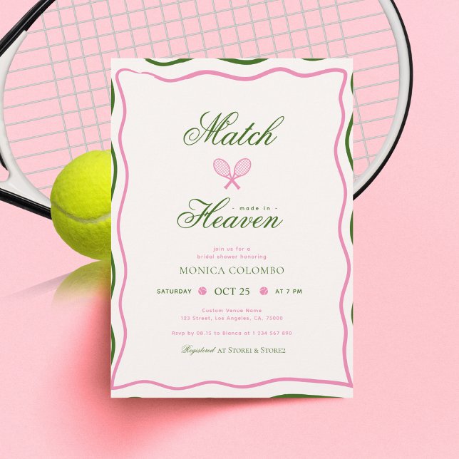 Match Made in Heaven Tennis Theme Bridal Shower In Invitation (Creator Uploaded)