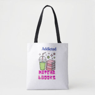matcha and books design tote bag