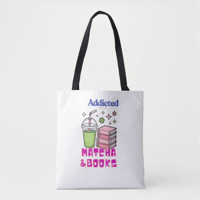 matcha and books design   tote bag (Front)