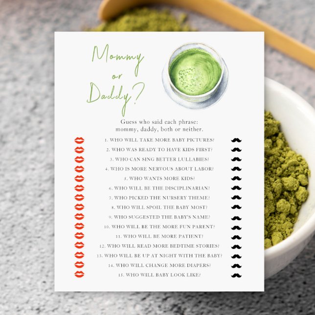 Matcha baby shower - mummy or daddy game (Creator Uploaded)