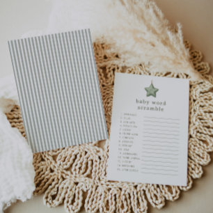 Matcha Baby Shower Sage Green Word Scramble Game Advice Card