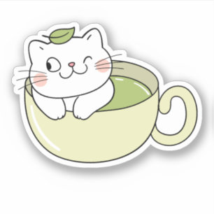 Matcha boba green tea, matcha cat