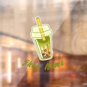 Matcha boba green tea, matcha window cling