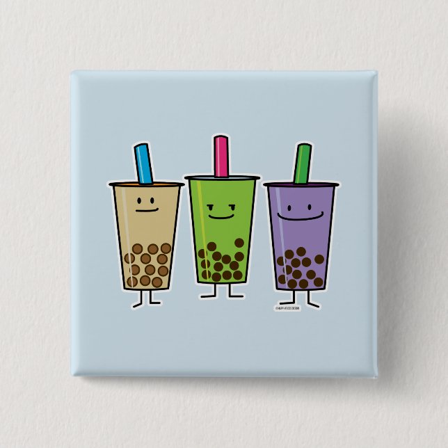 Matcha boba tea green drink milk Taro tapioca 15 Cm Square Badge (Front)