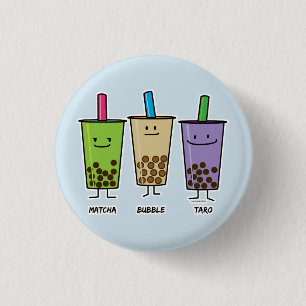Matcha boba tea green drink milk Taro tapioca 3 Cm Round Badge