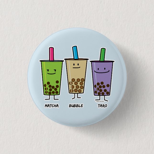Matcha boba tea green drink milk Taro tapioca 3 Cm Round Badge (Front)