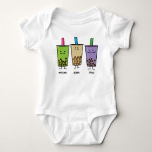 Matcha boba tea green drink milk Taro tapioca Baby Bodysuit