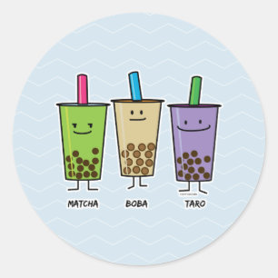 Matcha boba tea green drink milk Taro tapioca Classic Round Sticker