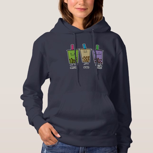 Matcha boba tea green drink milk Taro tapioca Hoodie (Front)