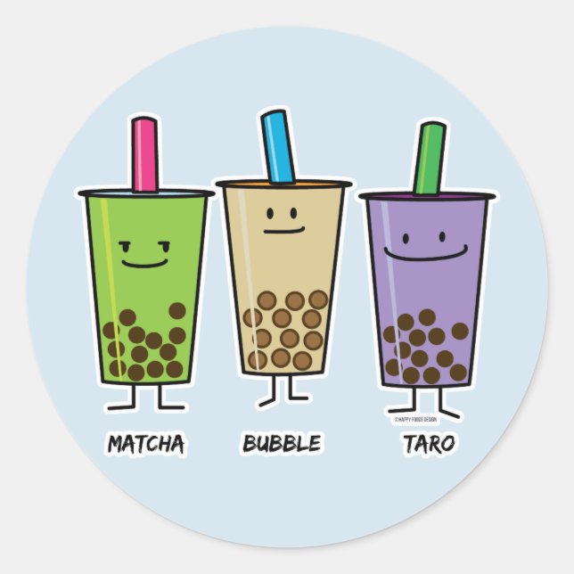 Matcha boba tea green drink milk Taro tapioca Japa Classic Round Sticker (Front)