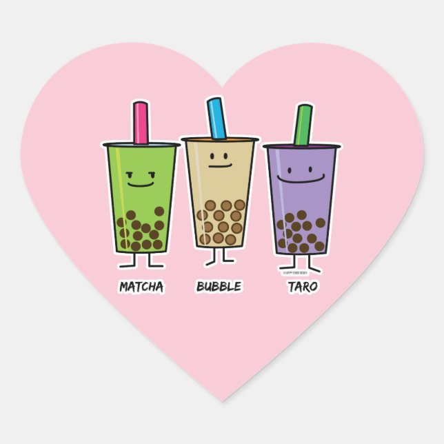 Matcha boba tea green drink milk Taro tapioca Japa Heart Sticker (Front)