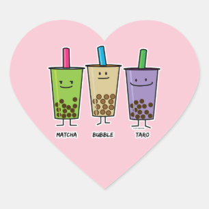 Matcha boba tea green drink milk Taro tapioca Japa Heart Sticker