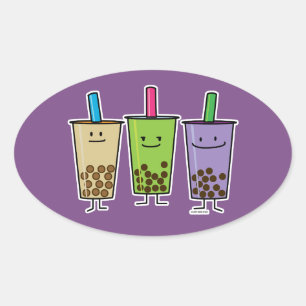 Matcha boba tea green drink milk Taro tapioca Japa Oval Sticker