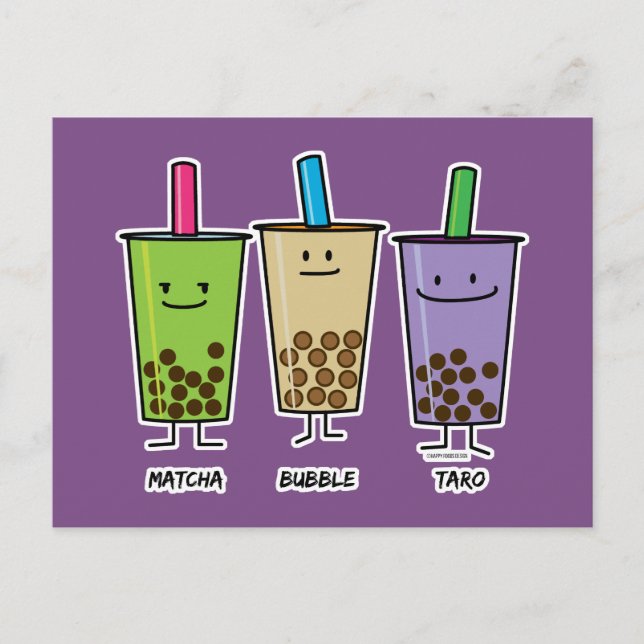 Matcha boba tea green drink milk Taro tapioca Japa Postcard (Front)