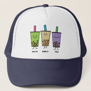 Matcha boba tea green drink milk Taro tapioca Trucker Hat
