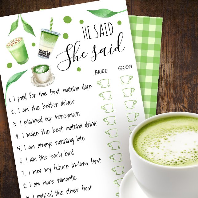 Matcha Bridal Shower Game Card (Creator Uploaded)