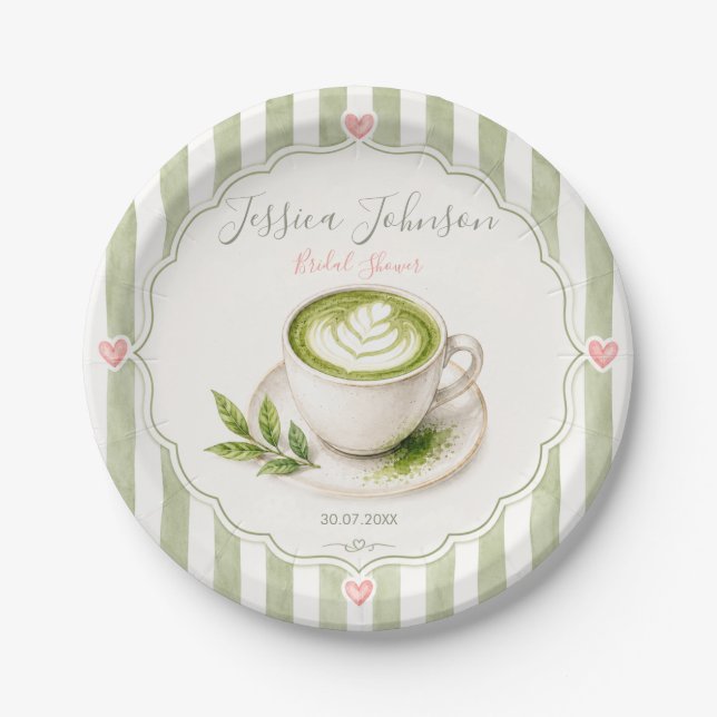 Matcha Bridal Shower Paper Plates She Found Her (Front)