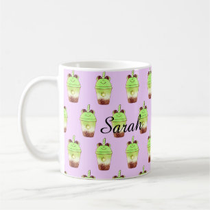 Matcha Bubble Tea Milk Tea Frog  Coffee Mug