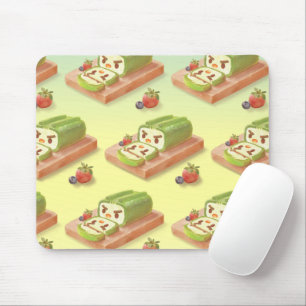 Matcha Cake Roll Illustration Mouse Mat