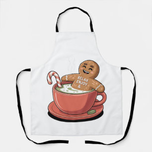 Matcha Christmas Gingerbread Latte Green Drink Apron