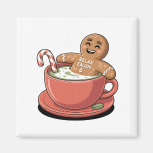 Matcha Christmas Gingerbread Latte Green Drink Magnet