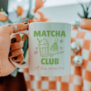 Matcha Club Green & Pink Doodles Summer Coffee Mug