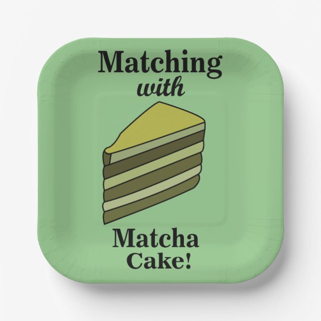 Matcha Green Cake Party Paper Plate (Front)