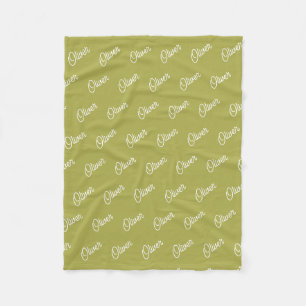 Matcha Green Custom Kids Name Repeat Fleece Blanket