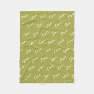 Matcha Green Custom Kids Name Repeat Fleece Blanket
