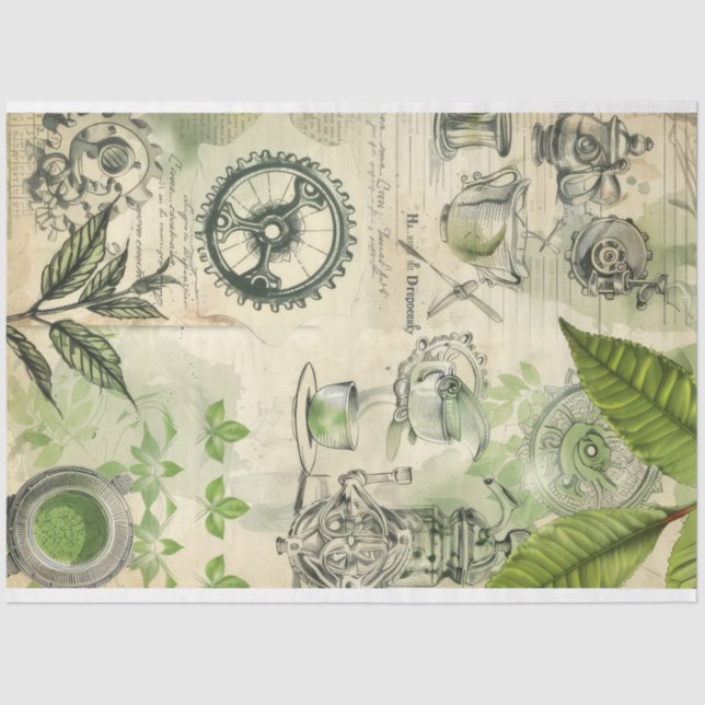 Matcha Green Japanese tea drink ephemera pattern 1 Tissue Paper (Front)