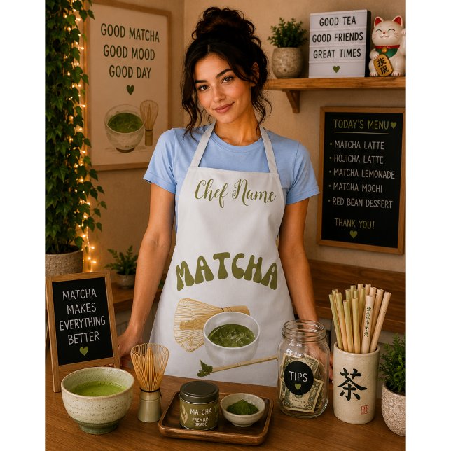 Matcha Green Tea, Best Teas T-Shirt Apron (Creator Uploaded)