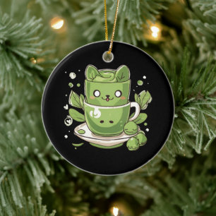 matcha green tea ceramic tree decoration