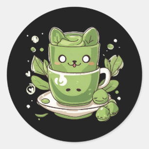 matcha green tea classic round sticker