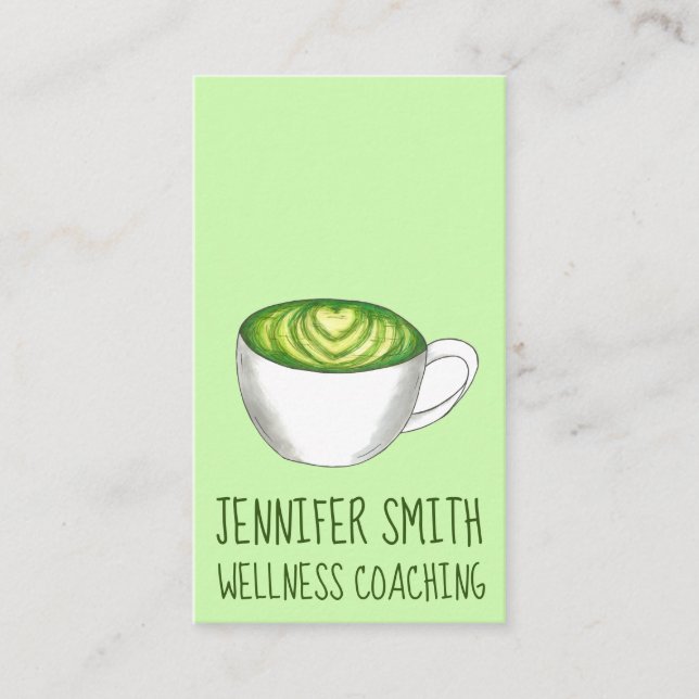 Matcha Green Tea Latte Zen Wellness Meditation Spa Business Card (Front)
