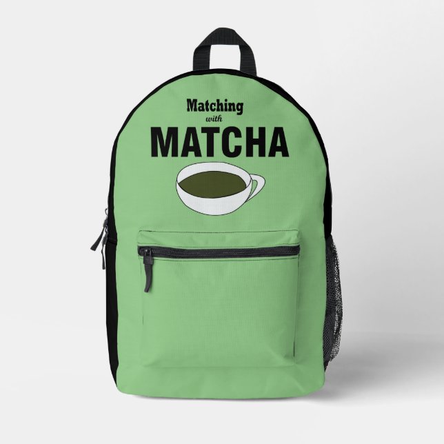 Matcha Green Tea Printed Backpack (Front)