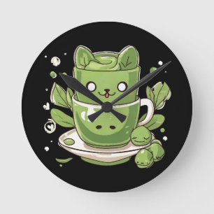 matcha green tea round clock