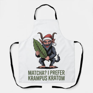 Matcha? I Prefer Krampus Kratom Funny Christmas Apron