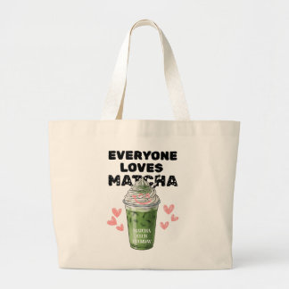 Matcha Iced Latte Cute Whipped Cream Matcha  Large Tote Bag